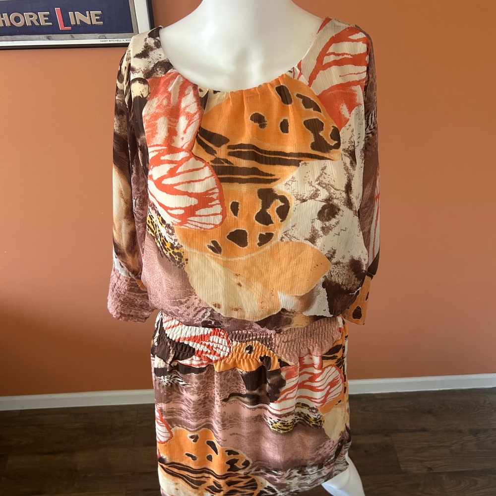 Madison Paige Multi-Colored Patterned Blousy Dress - image 3